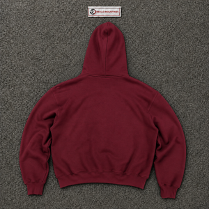 Sudadera con capucha oversize color granate unisex, estilo streetwear, con cremallera completa, corte holgado, personalizable con logo, al por mayor, manga larga - Product Image 6
