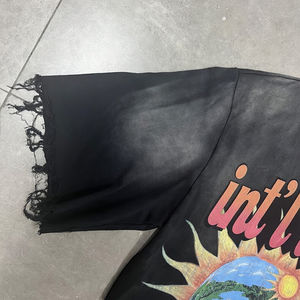 T-shirt graphique vintage personnalisé pour homme, streetwear, effet vieilli, coupe oversize, en coton, mode estivale, imprimé, manches courtes - Product Image 2