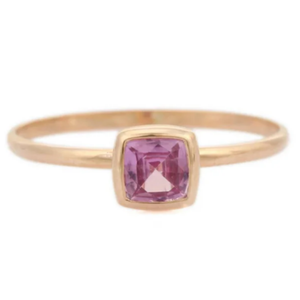 18K White Gold Cushion Cut Pink Sapphire Women's Wedding Ring - Product Image 1