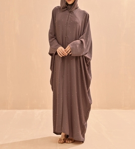 Luxurious Women Kaftan Abaya Dress Handmade Turkish Floor Length Long Sleeve Soft Breathable Polyester Floral Loose Fit - Product Image 1