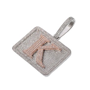 Colgante Rectangular con Letra Grabada Personalizable (1-8 Letras) Joyería Hip Hop - Product Image 6