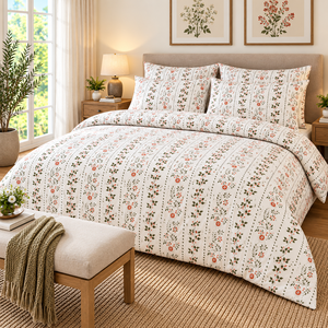 Juego de Funda de Edredón de Algodón 100% Terracota T-180, Juego de Ropa de Cama de 3 Piezas, Estilo para Todas las Temporadas, Uso Doméstico, Impresión con Pigmentos, Ecológico - Product Image 3