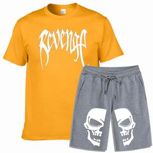 Conjunto Deportivo de 2 Piezas para Hombre, Camiseta de Manga Corta con Estampado Gráfico y Pantalones Cortos Lisos, Conjunto Informal de Verano de Color Blanco - Product Image 4