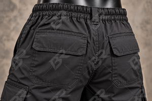 <b>Black</b> <b>Mens</b> Cargo <b>Shorts</b> Elastic Waist Pockets Sporty Summer Casual Wear - Product Image 2