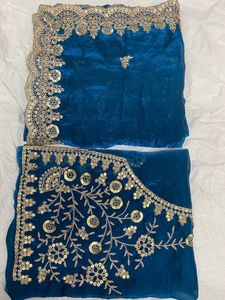 <b>Red</b> Hand Drawn Silk <b>Saree</b> Women Traditional Indian Pakistani Wedding Floor-Length Ethnic Sari Regular Fit All Seasons - Product Image 4