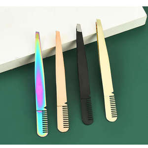 Juego de Pinzas Profesionales de Acero Inoxidable con Punta Puntiaguda para Cejas y Pestañas con Peine - Product Image 4