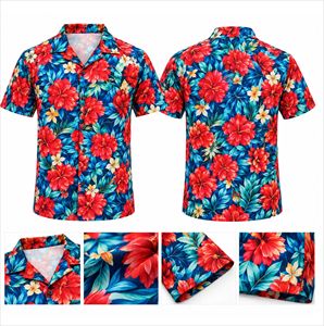 Chemise d'été décontractée pour homme, à motif floral hawaïen, extensible, tissée, respirante, à séchage rapide, écologique, avec fermeture à bouton unique - Product Image 2