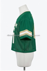 เสื้อฟุตบอลอเมริกันทีมแบบกำหนดเอง สีเขียว ตาข่าย คอวี แขนสั้น ระบายอากาศได้ดี ชุดผู้ใหญ่ชาย พิมพ์ลายสกรีน 01 - Product Image 2