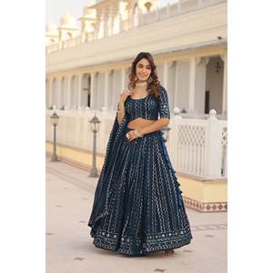 Ropa de fiesta Trabajo bordado e hilo Trabajo bordado Lehenga Choli con Dupatta. KA-5031- - Product Image 4