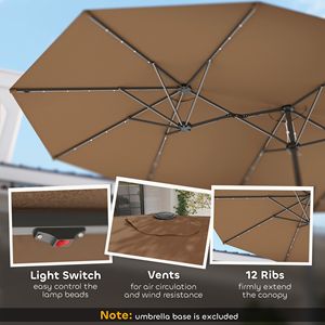 Ombrellone da Giardino Bifacciale con Luci Solari LED 2,5m, Ombrellone Parasole per Patio e Caffè in Cotone Poliestere per Parchi - Product Image 5