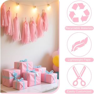 PLULON 60 Fogli di Carta Velina Rosa 14 X 20 Pollici, Set per Decorazioni Artistiche, Sacchetti Regalo, Decorazioni per Feste - Product Image 1