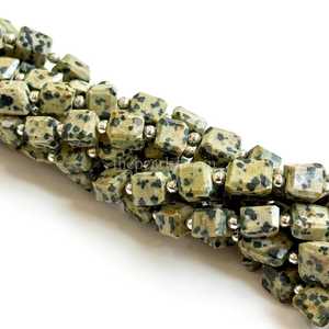 Cuentas facetadas de jaspe dalmático natural en forma de pepita, hilo de 7x9 - 8x11 mm, cuentas sueltas de piedras preciosas de jaspe dalmático para la fabricación de joyas. - Product Image 2