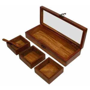 Boîte à épices en bois faite à la main avec 12 compartiments et couvercle en verre, boîte à masala indienne traditionnelle pour le rangement en cuisine - Product Image 4