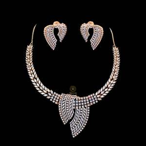 Noah CZ Designer Fine <b>Jewelry</b> <b>Set</b>-Gold Plated Zircon <b>Bridal</b> & Wedding Earring <b>Set</b> - Product Image 3