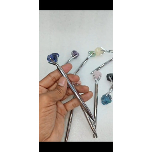 Stylos élégants en argent massif, ornés de pierres précieuses naturelles brutes, cadeaux d'affaires pour l'écriture et les signatures. - Product Image 3