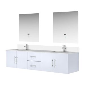 Glossy White 80 In. Double <b>Bath</b> Vanity with 22 In. Cultured Marble Top 30 In. LED <b>Mirrors</b> Faucet Set 22 In. W X 22 In. D - Product Image 4
