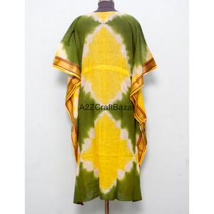 Vestido Maxi Kaftan para Mujer, 100% Algodón, Cuello en V, Sin Mangas, Silueta Ajustada, Cintura Natural, Estampado Floral, Ecológico, Casual - Product Image 5