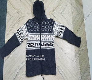 Vestes d'hiver népalais en laine sweats à capuche de l'Inde vestes d'hiver en laine teintées à fermeture éclair vestes Patchwork veste népalaise laine polaire - Product Image 2