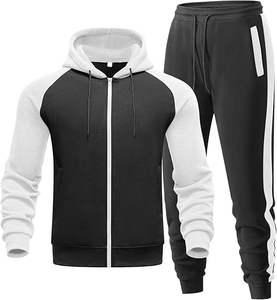 Ensemble de survêtement pour homme, style hip-hop, automne, 2 pièces, sweat-shirt à fermeture éclair, tenue de jogging décontractée, poches, 100% coton, séchage rapide - Product Image 1