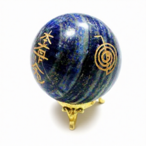 Vente en gros de sphères en lapis-lazuli naturel faites à la main aux États-Unis avec support métallique, figurine, guérison, Feng Shui, mascotte - Product Image 3