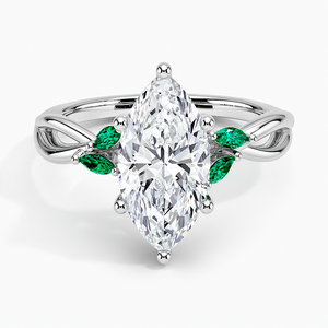 BOJ <b>Ring</b> 068 Marquise Cut 925 <b>Silver</b> Engagement <b>Ring</b> With <b>Emeralds</b> Diamond <b>Ring</b> 2ct D Color VVS1 Moissanite GRA Certified Sale - Product Image 1
