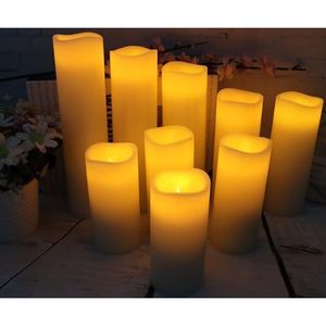 Set di 9 Candele LED Senza Fiamma Antizer con Telecomando e Timer, Cera Vera, Varie Altezze 4" 5" 6" 7" 8" 9" X D 2.2" - Product Image 1