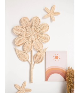 Cute Flower Rattan <b>Wall</b> <b>Hanging</b> For Kids Room Nursery Decor Classroom Playroom Handmade <b>Boho</b> Floral Interior <b>Wall</b> Accent - Product Image 2