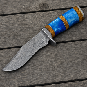 UA Supplies Industrial Grade Damascus Steel Fixed Blade Outdoor Hunting <b>Knife</b> Dyed <b>Bone</b> Olive Wood <b>Handle</b> 12" Overall Length - Product Image 1