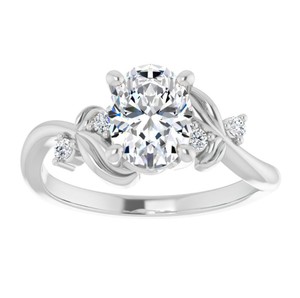 Anillo de compromiso y aniversario de lujo de plata de ley con moissanita de corte ovalado de 6x8mm engastada en punta, certificado, solitario nupcial - Product Image 1