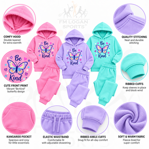 Conjunto de chándal de invierno personalizado para niñas con capucha de forro polar, estampado de mariposas, sudadera y pantalones a juego - Product Image 5