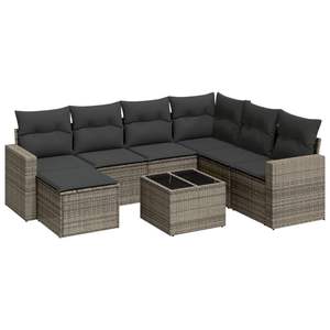 Sofa de jardin en rotin PE gris avec acier enduit de poudre et verre trempé Mobilier d'extérieur de qualité supérieure - Product Image 2
