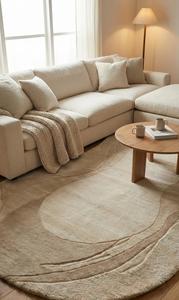 Luxury Modern <b>Abstract</b> Regular Hand Tufted Wool Anti-Slip Area Rug Soft Beige Carpet for Living Room Bedroom Home Decor - Product Image 4