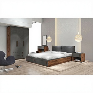 Ensemble de Chambre À Coucher en bois Lit Table de Chevet Coiffeuse 3 Porte Armoire Haute Qualité Meubles Modernes Pas Cher Pour La Maison Usine Malaisie - Product Image 1