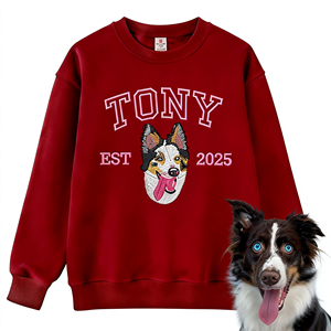 가을과 겨울 시즌을위한 자수 이름과 사진 짠 3D 패턴이있는 맞춤형 개 귀 운동복 까마귀 - Product Image 2