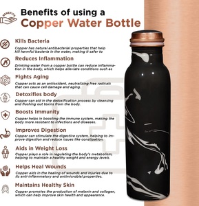 ขวดน้ำทองแดงอายุรเวท เหมาะสำหรับการดื่มน้ำตอนเช้าเพื่อการย่อยอาหารที่ดีขึ้นและประโยชน์ต่อสุขภาพ - Product Image 3