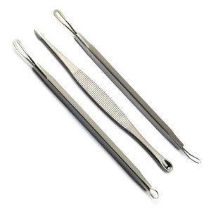 Kit de soins de la peau du visage en acier inoxydable, extracteur de comédons Schamberg, outils d'extraction des points noirs, de l'acné et des imperfections, 3 pièces - Product Image 1