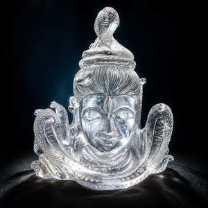 Statue de tête de Shiva en quartz clair, sculptée à la main, idole de Mahadev en cristal, sculpture naturelle de dieu hindou, décoration spirituelle pour la maison - Product Image 1