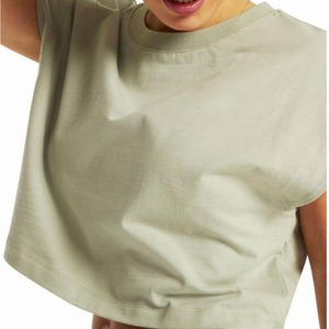 เสื้อครอปท็อปผ้าฝ้ายแท้ 100% แบบเรียบง่าย สไตล์ลำลอง ไหล่ตก คอกลม สำหรับผู้หญิง ใส่ได้ในฤดูร้อน พิมพ์ลายดิจิทัล เป็นมิตรต่อสิ่งแวดล้อม - Product Image 4