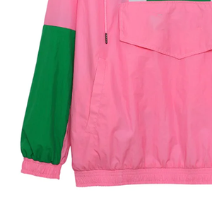 Veste coupe-vent imperméable légère à capuche et demi-zip AKA Signature grande taille rose vert blanc pour l'extérieur Anorak Sorority - Product Image 5