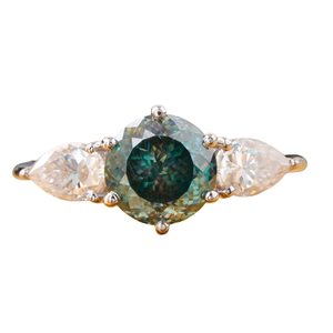 2.00 CT Fancy Green Lab Grown Oval Cut Diamond <b>Ring</b> 14K Yellow <b>Gold</b> VS1 Clarity VVS2 Statement <b>Cocktail</b> Jewelry - Product Image 1