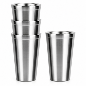 Verres à eau en acier inoxydable poli miroir, gobelets à jus écologiques réutilisables, ensemble de gobelets en métal lourd en promotion - Product Image 6