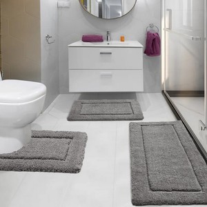 Thick Chenille Bath <b>Mat</b> Rectangle Solid Color Non-Slip Rubber Backing Modern Style Machine Washable Home Use - Product Image 2