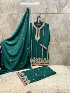 Conjunto de 3 piezas Chinon Heavy Work para mujer, 100% chinon, de secado rápido, con pantalón palazzo. - Product Image 2