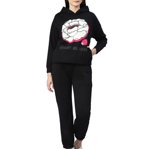 Ensemble de survêtement à capuche noir pour femme 2026 – Tenue de jogging longue respirante pour l'hiver – Vêtements de sport et streetwear - Product Image 1