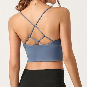 Débardeur court côtelé personnalisé avec logo pour femme, col carré, soutien-gorge de sport pour l'entraînement et la course, taille américaine pour femme - Product Image 2