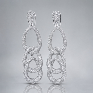Boucles d'oreilles pendantes ovales de luxe en diamants de laboratoire CVD, argent sterling 925, 8 carats, bijoux de mariage et de fête, d'un fabricant indien - Product Image 1