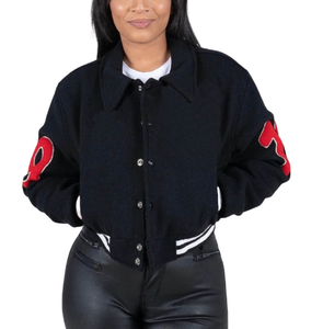 New Stylish Wool Women Collage University Cropped <b>Varsity</b> <b>Jacket</b> Soft Lining Letterman <b>Varsity</b> <b>Jackets</b> - Product Image 3