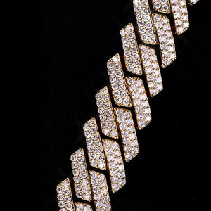AMBER JEWELS Pulsera Unisex Chapada en Oro de 18K con Patrón de Cruz, Engaste de Piedra Natural con Garra, Certificación IGI, Estilo Hiphop, Boda - Product Image 3
