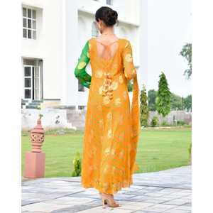 Conjunto Elegante de Chifón Leheriya Naranja Talla XS para Mujer, Marca Lavynya, para Verano - Product Image 2