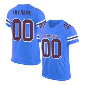 Custom American Football Jersey Unisex V-Neck Short Sleeve Sublimated Breathable Mesh Polyester Color Blocking Moisture Wicking - Product Image 4